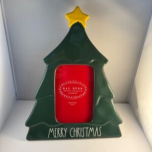 New Rae Dunn Christmas Tree Frame Green Yellow Star 13.5” High 4x6 Photo Artisan